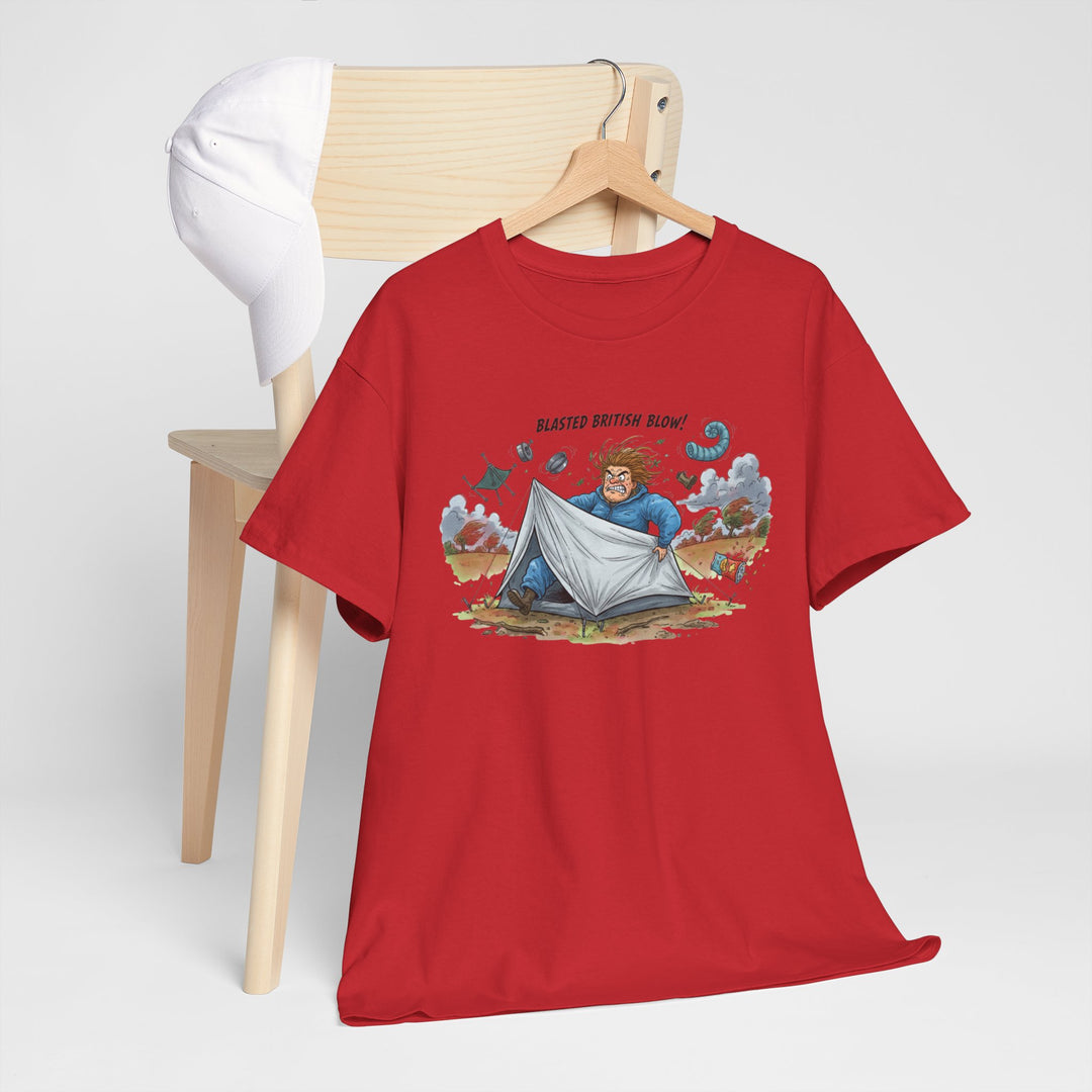Blasted British Blow Graphic T-Shirt — Retro UK Camping Adventure Tee