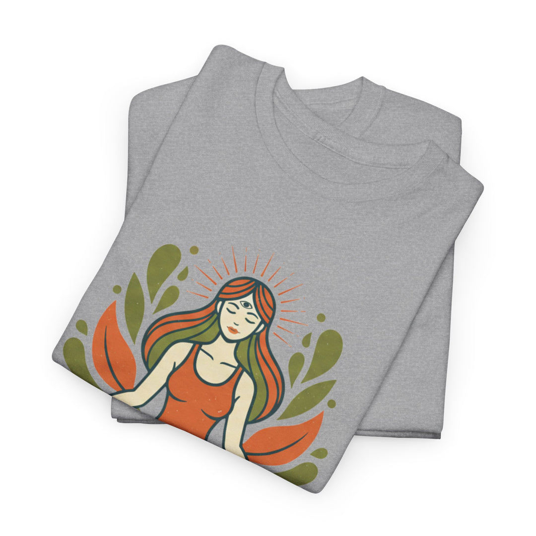 Yoga Meditation Tee – soft, breathable cotton designed for meditation and yoga practice. Comfortable, relaxed fit perfect for studio or casual wear.