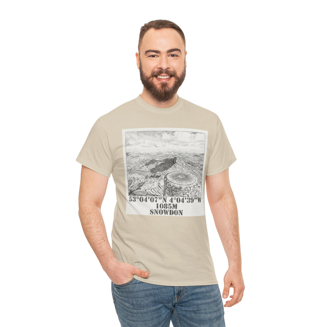 Snowdon Mountain Tee — Vintage Map Illustration with Coordinates