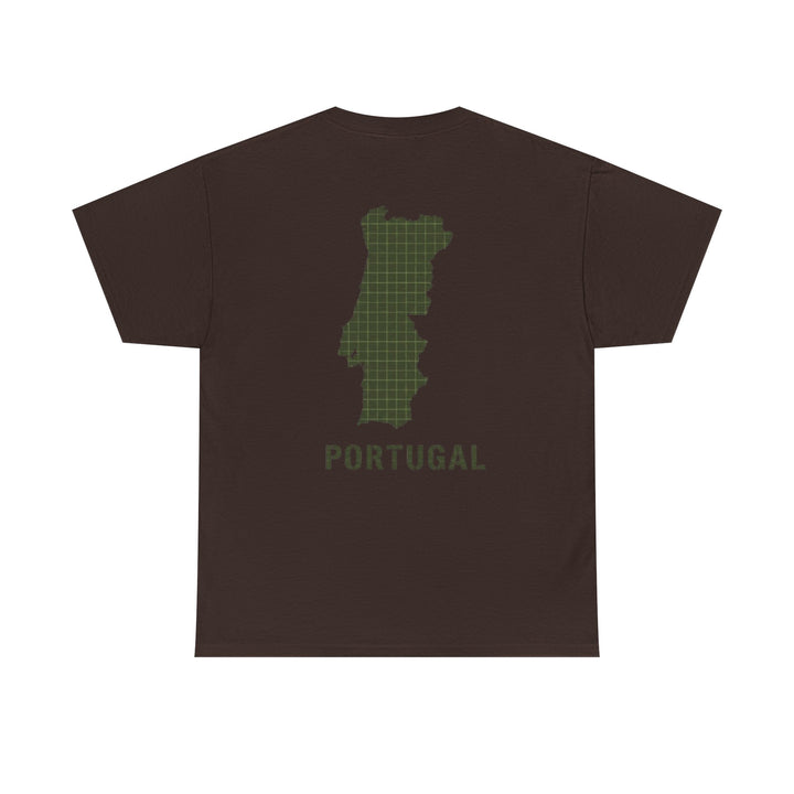 Portugal Map T-Shirt — Vintage Green Grid Portugal Tee