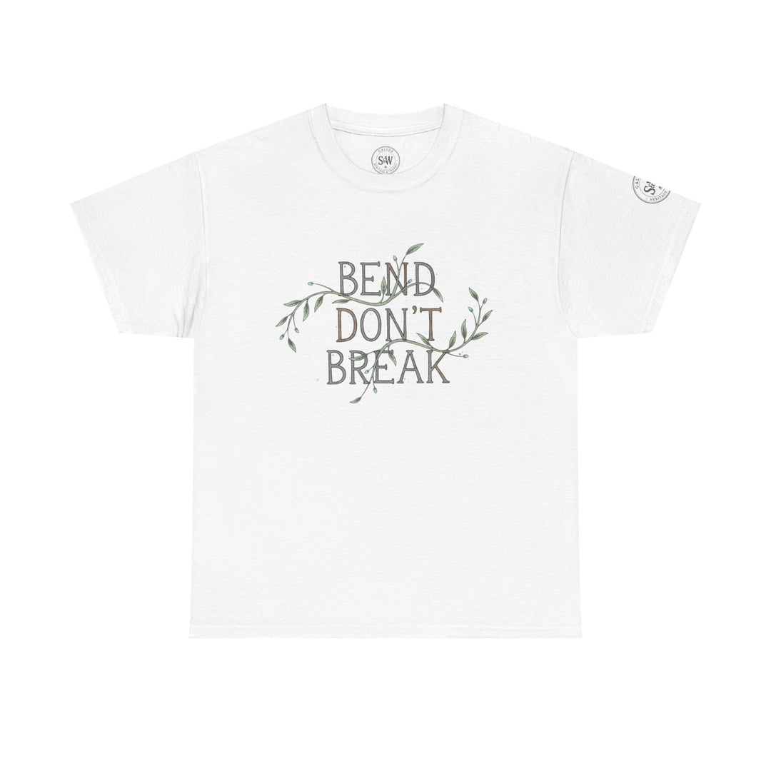 White t-shirt by S&amp;W Gallus with "Bend Don&