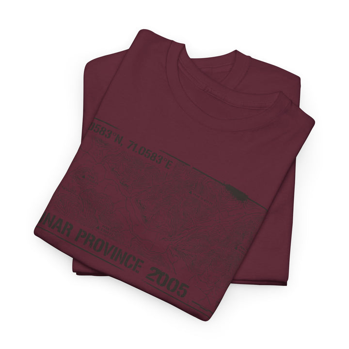 Kunar Province 2005 Map T-Shirt - Afghanistan Military Heritage Graphic Tee