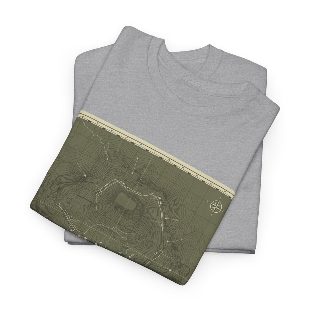 Isandlwana Map Print T-Shirt featuring a vintage topographic design. A bold heritage graphic tee inspired by historic terrain.