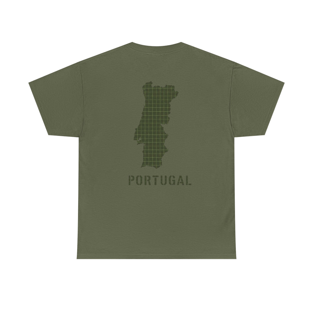 Portugal Map T-Shirt — Vintage Green Grid Portugal Tee
