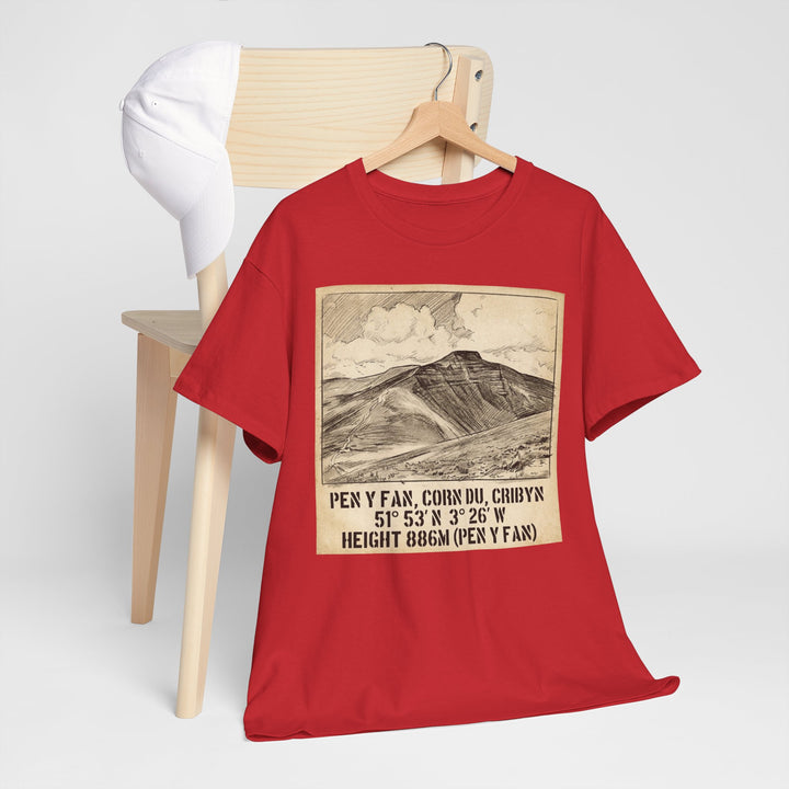 Pen y Fan Summit Coordinates T-Shirt — Vintage Mountain Peak Tee