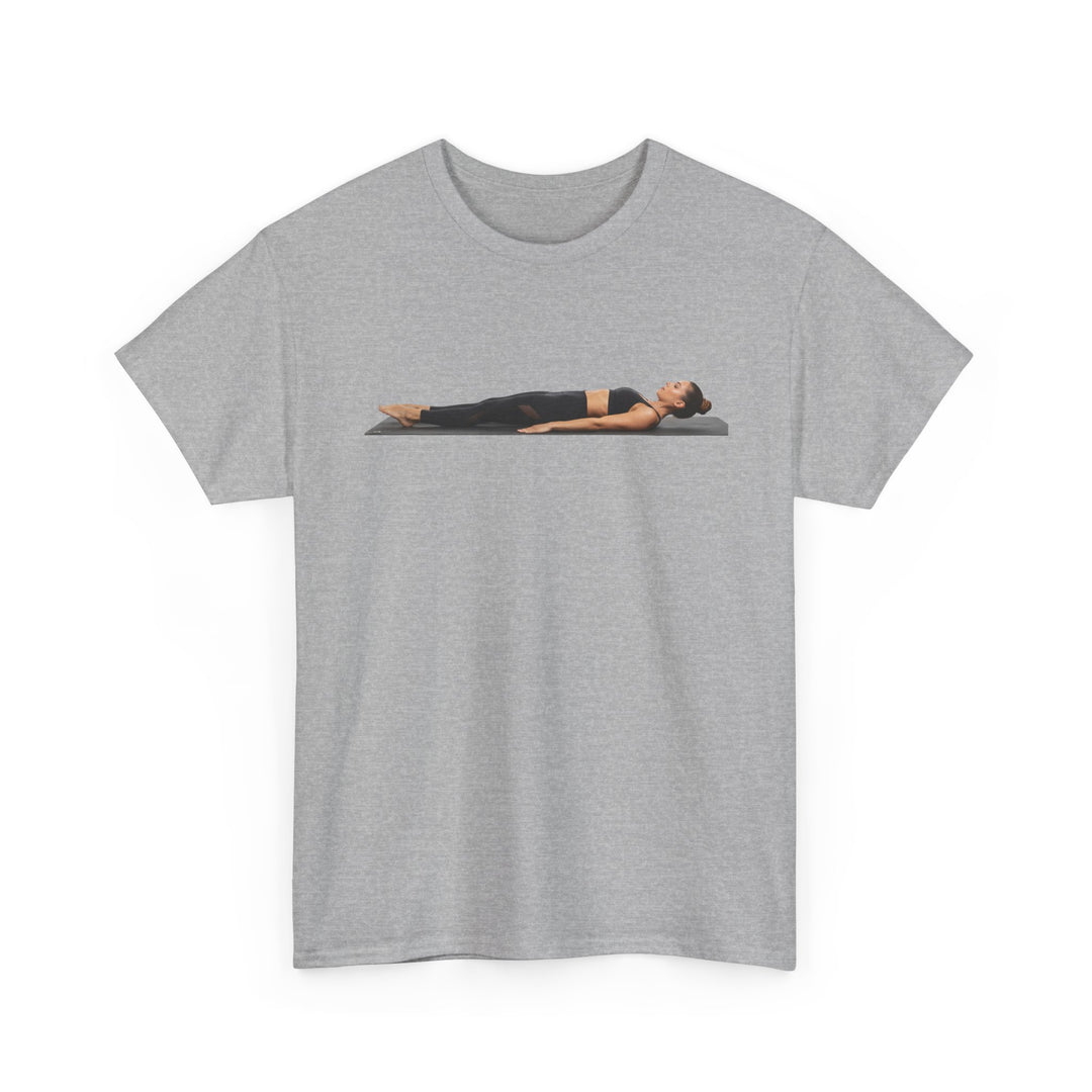 Yoga Savasana Pose Tee – soft, breathable cotton featuring the iconic Savasana pose. Perfect for yoga practice, meditation, or casual, mindful lifestyle wear.