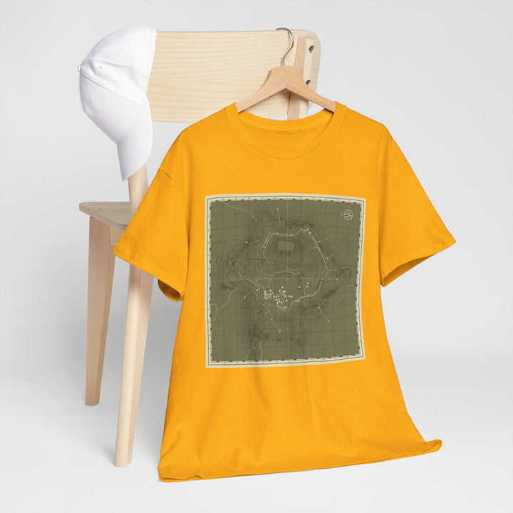 Isandlwana Map Print T-Shirt featuring a vintage topographic design. A bold heritage graphic tee inspired by historic terrain.