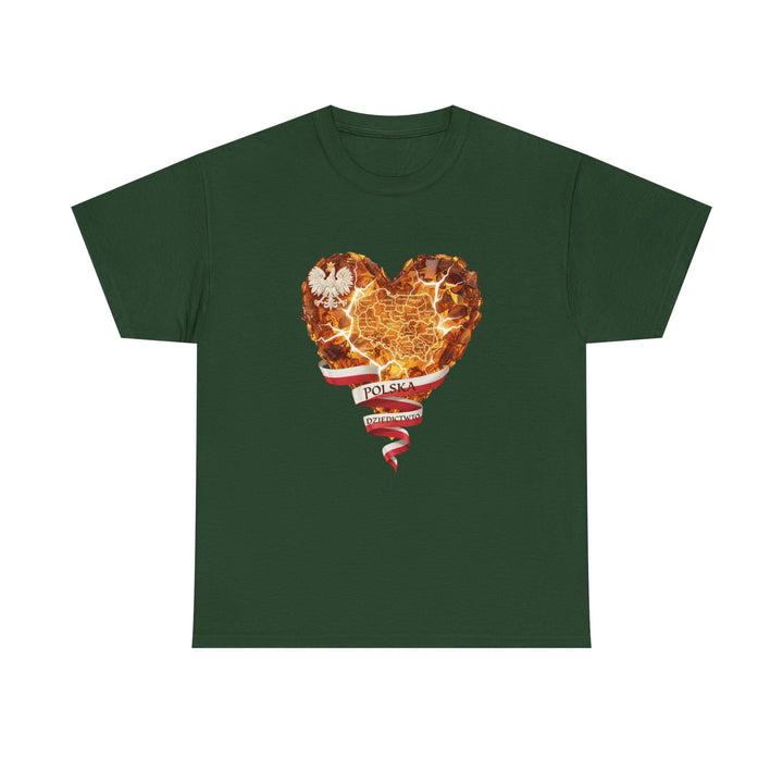Polish Pride Heart Flame Tee | Polska Heritage T-Shirt