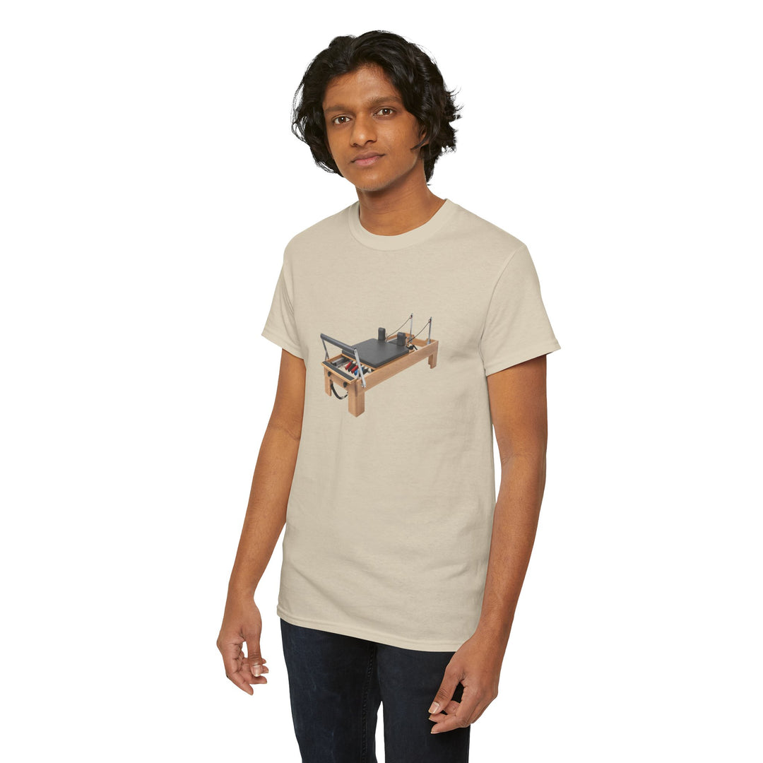 Pilates Reformer Tee – soft, breathable cotton designed for Pilates sessions. Comfortable, flexible, and perfect for reformer workouts or casual wear.
