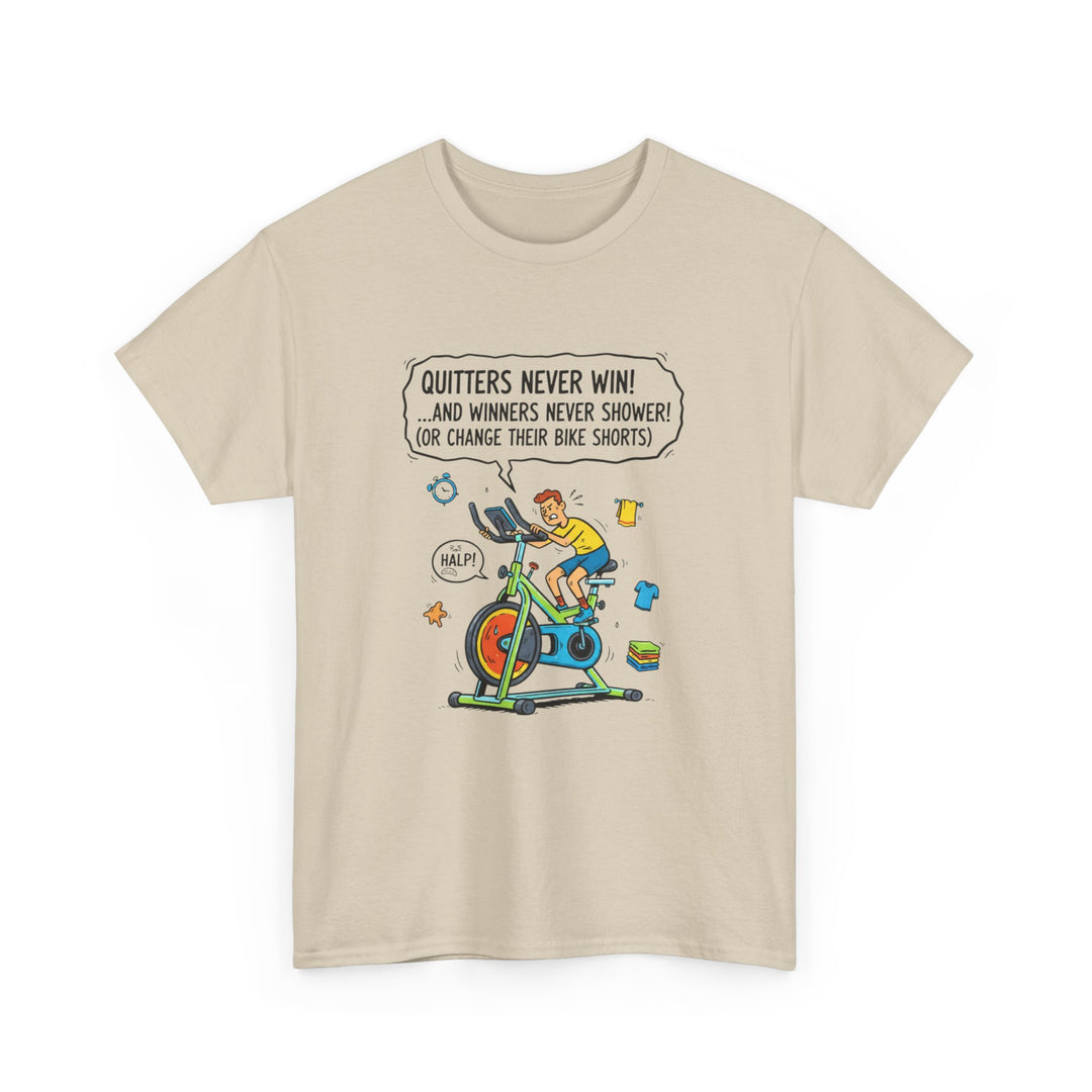 Spin Motivational Tee – soft, breathable cotton featuring an inspiring cycling graphic. Perfect for spin classes, workouts, and active lifestyle wear.