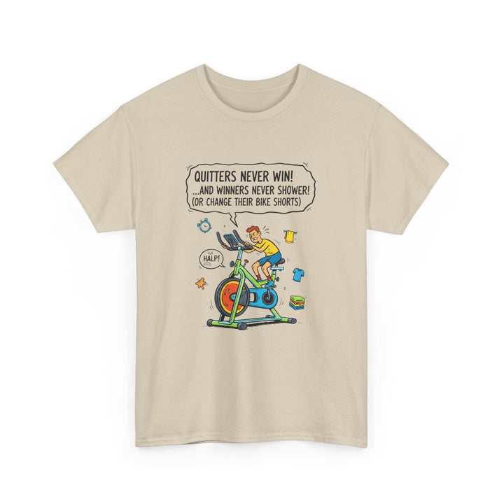 Spin Motivational Tee – soft, breathable cotton featuring an inspiring cycling graphic. Perfect for spin classes, workouts, and active lifestyle wear.