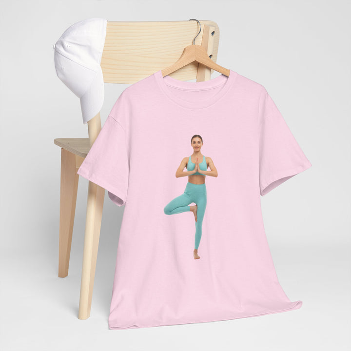 Yoga Pose Tee – soft, breathable cotton featuring a stylish yoga pose design. Perfect for yoga practice, meditation, or casual mindful lifestyle wear.