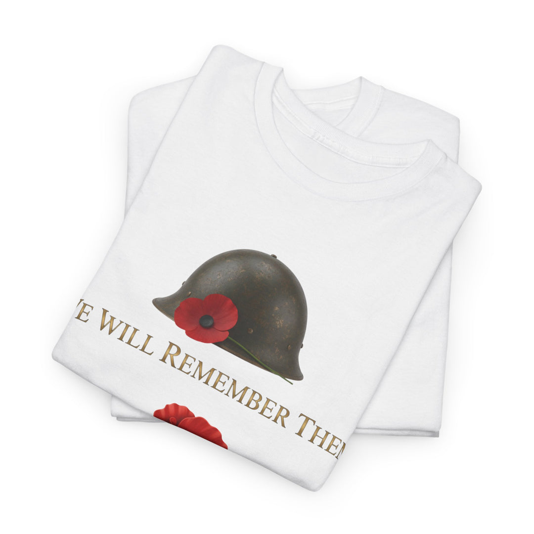 Poppy &amp; Helmet T-Shirt — Remembrance Floral Military Tribute Tee