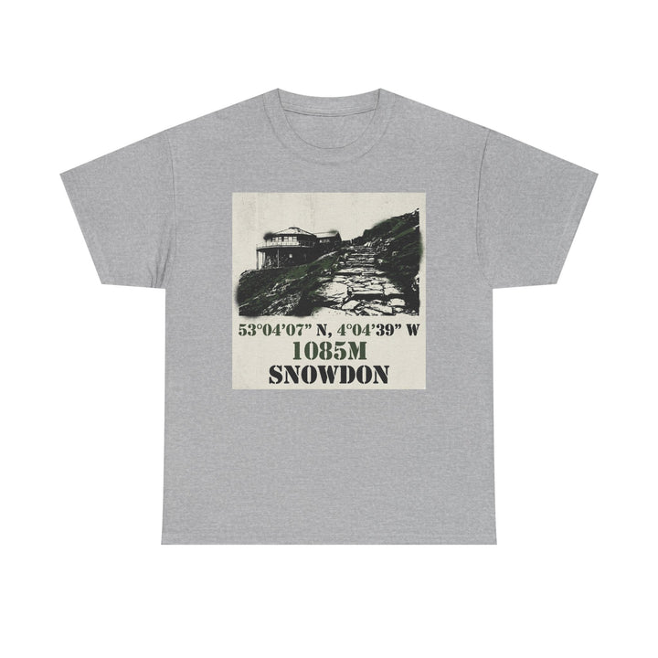 Snowdon 1085m Vintage Summit Tee — Mountain Coordinates Graphic T‑Shirt