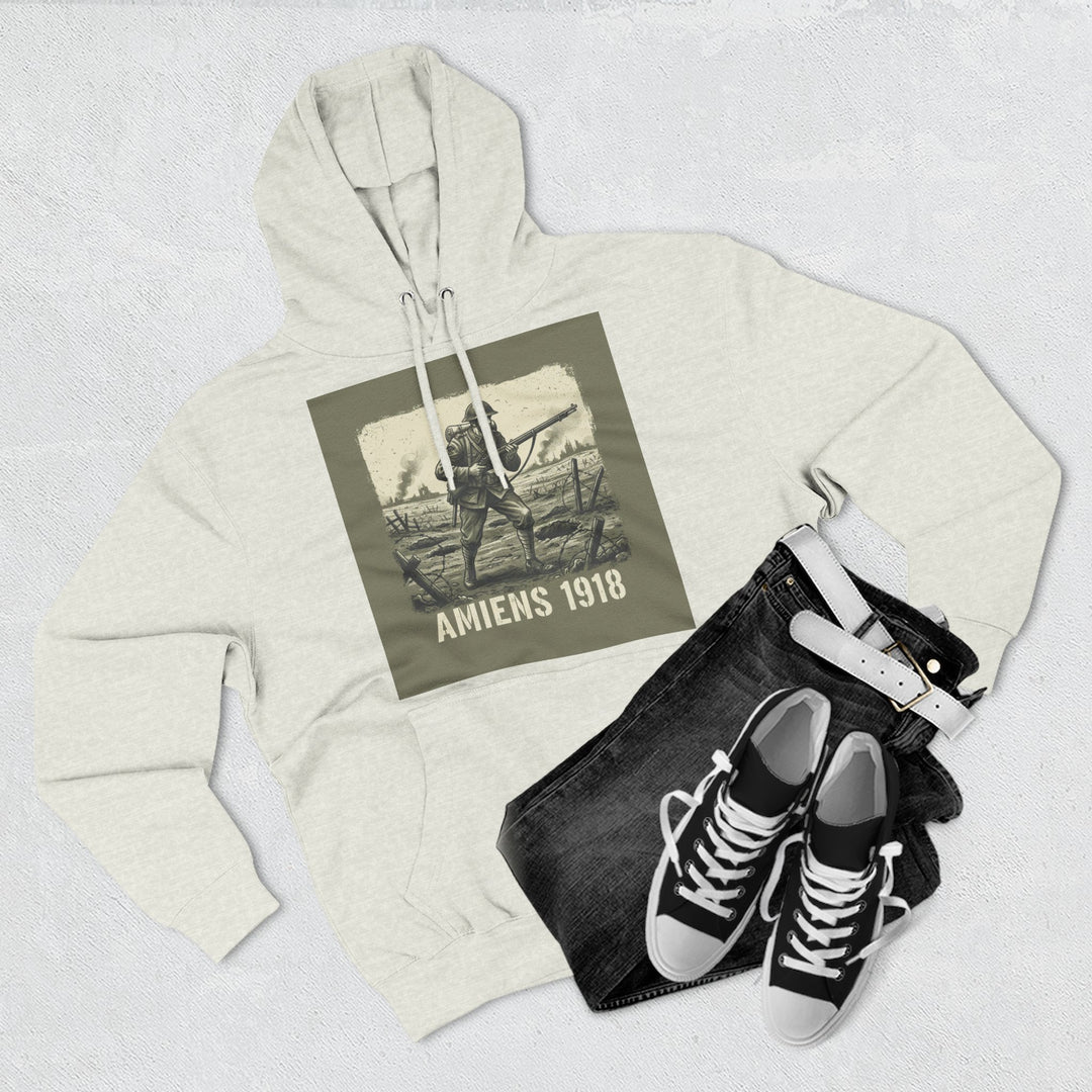 Amiens 1918 Hoodie — Vintage WWI Soldier Graphic Pullover