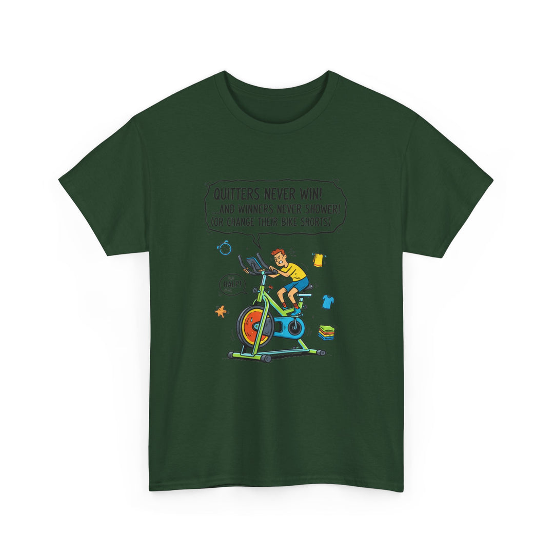 Spin Motivational Tee – soft, breathable cotton featuring an inspiring cycling graphic. Perfect for spin classes, workouts, and active lifestyle wear.