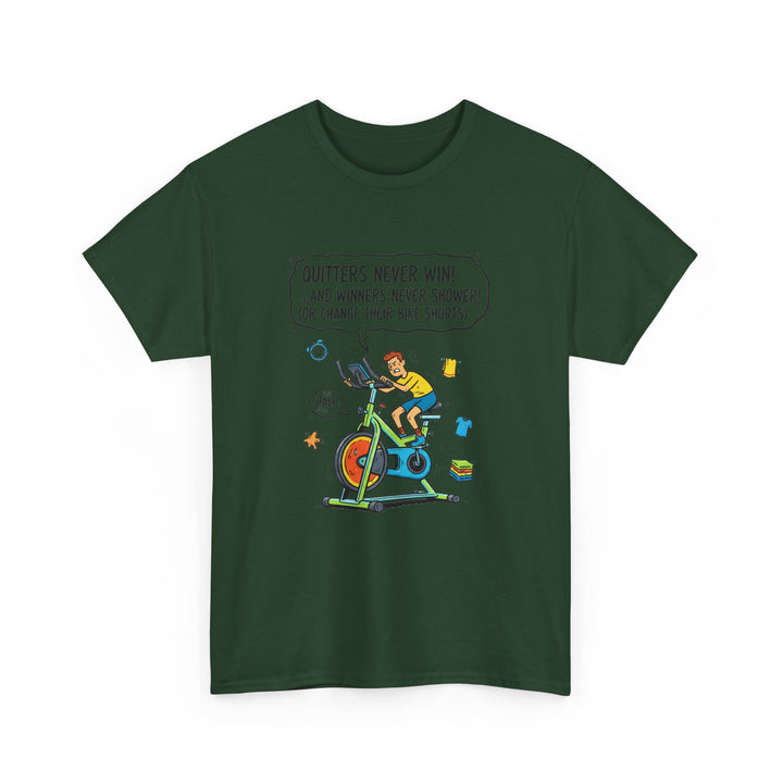 Spin Motivational Tee – soft, breathable cotton featuring an inspiring cycling graphic. Perfect for spin classes, workouts, and active lifestyle wear.