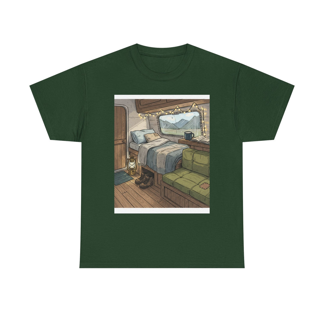 Retro Van Life Interior Graphic T-Shirt - Cozy Camper Van Aesthetic Tee