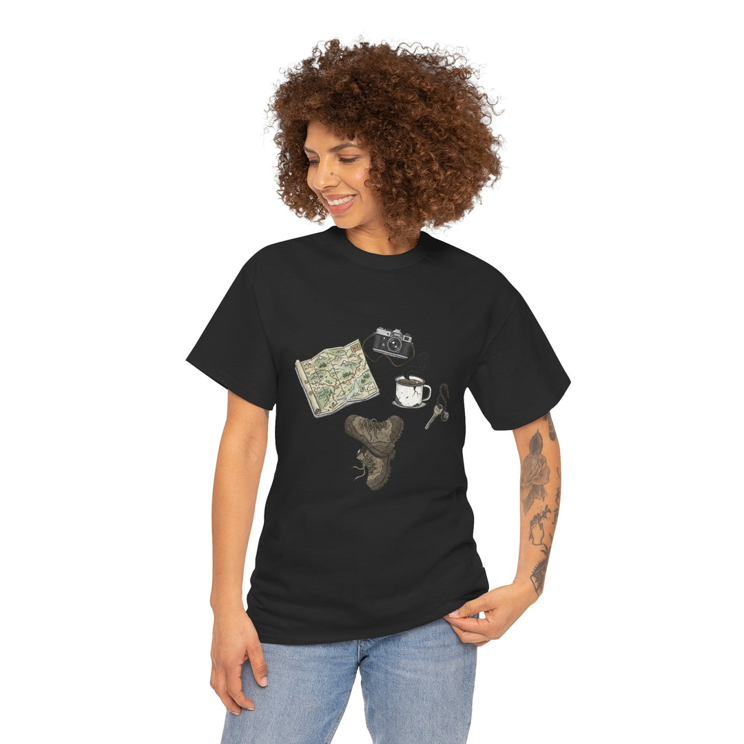 Retro Mountain Camping Gear Graphic T-Shirt - Outdoor Adventure Tee