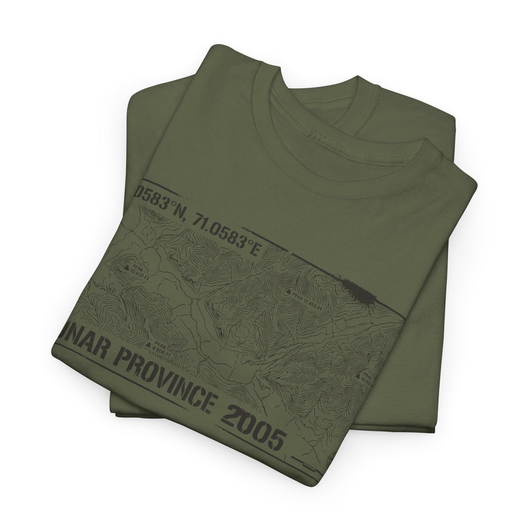 Kunar Province 2005 Map T-Shirt - Afghanistan Military Heritage Graphic Tee