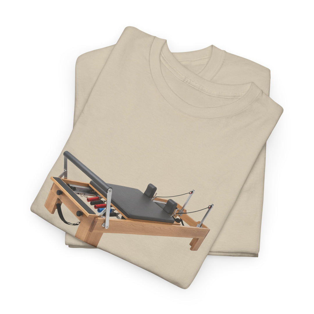Pilates Reformer Tee – soft, breathable cotton designed for Pilates sessions. Comfortable, flexible, and perfect for reformer workouts or casual wear.