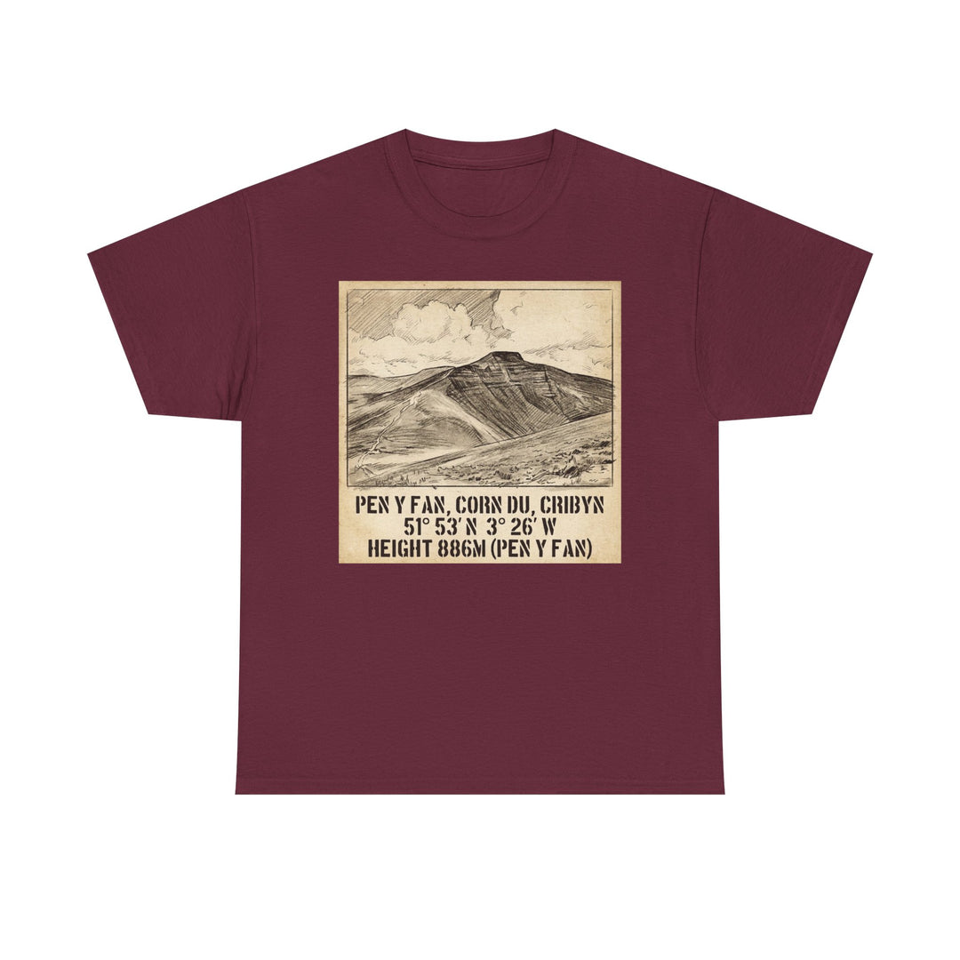 Pen y Fan Summit Coordinates T-Shirt — Vintage Mountain Peak Tee