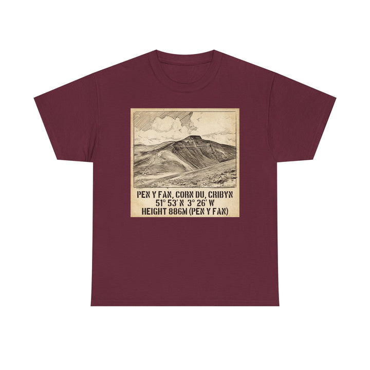 Pen y Fan Summit Coordinates T-Shirt — Vintage Mountain Peak Tee