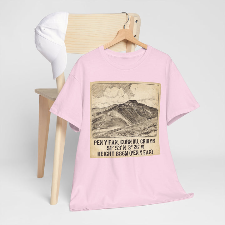 Pen y Fan Summit Coordinates T-Shirt — Vintage Mountain Peak Tee