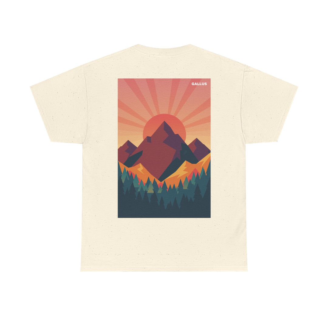 T-Shirt — Gallus Mountain Graphic Tee (Sunrise Landscape Back Print)