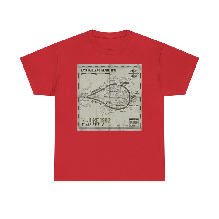 East Falkland 1982 Map T-Shirt — Port Stanley Victory Graphic