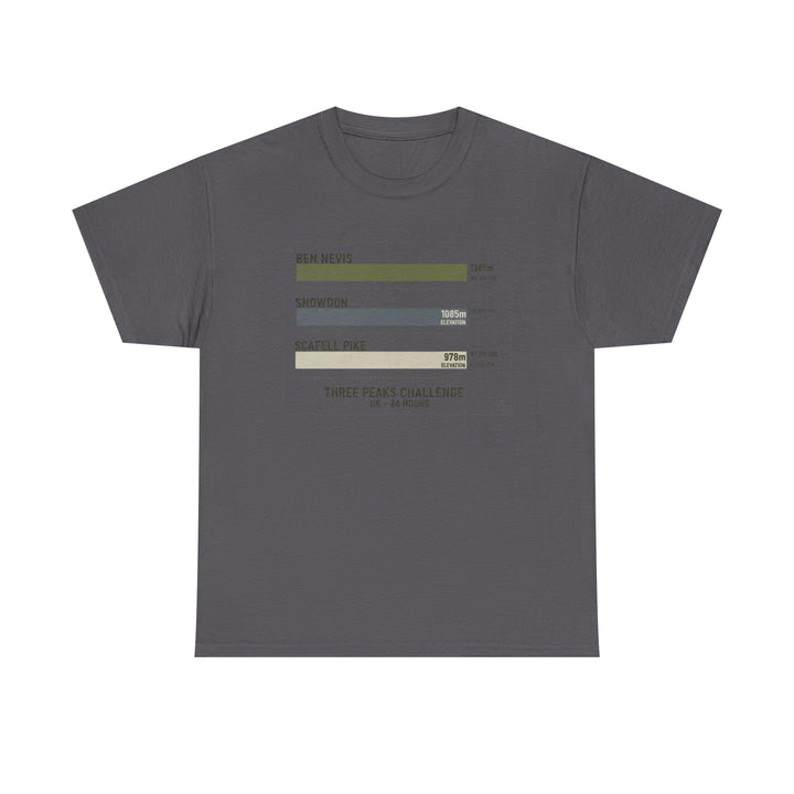 Three Peaks Challenge Graphic T-Shirt — Retro UK Mountain Hiking Tee