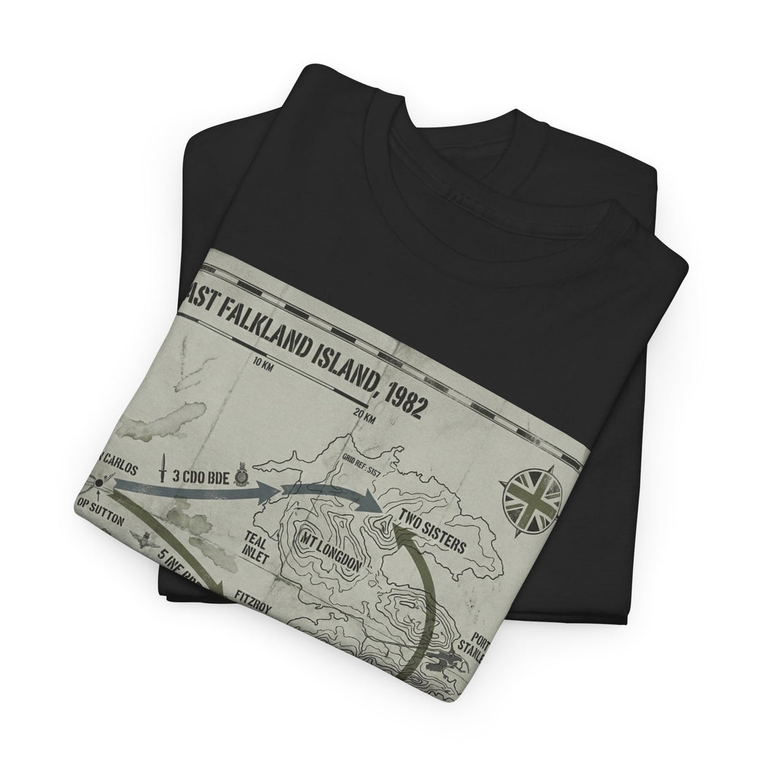 East Falkland 1982 Map T-Shirt — Port Stanley Victory Graphic