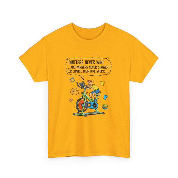 Spin Motivational Tee – soft, breathable cotton featuring an inspiring cycling graphic. Perfect for spin classes, workouts, and active lifestyle wear.