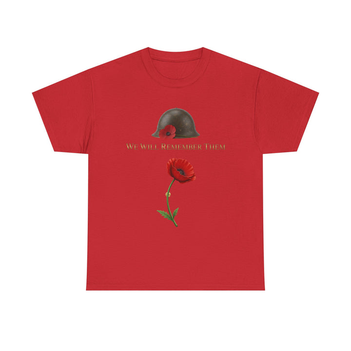 Poppy &amp; Helmet T-Shirt — Remembrance Floral Military Tribute Tee