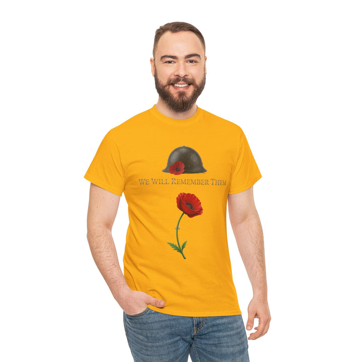 Poppy &amp; Helmet T-Shirt — Remembrance Floral Military Tribute Tee