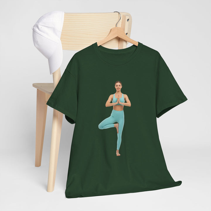 Yoga Pose Tee – soft, breathable cotton featuring a stylish yoga pose design. Perfect for yoga practice, meditation, or casual mindful lifestyle wear.