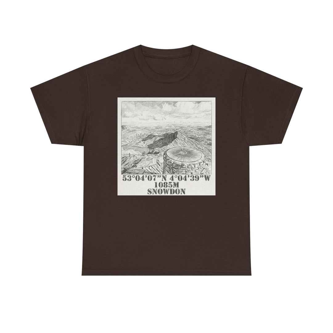 Snowdon Mountain Tee — Vintage Map Illustration with Coordinates