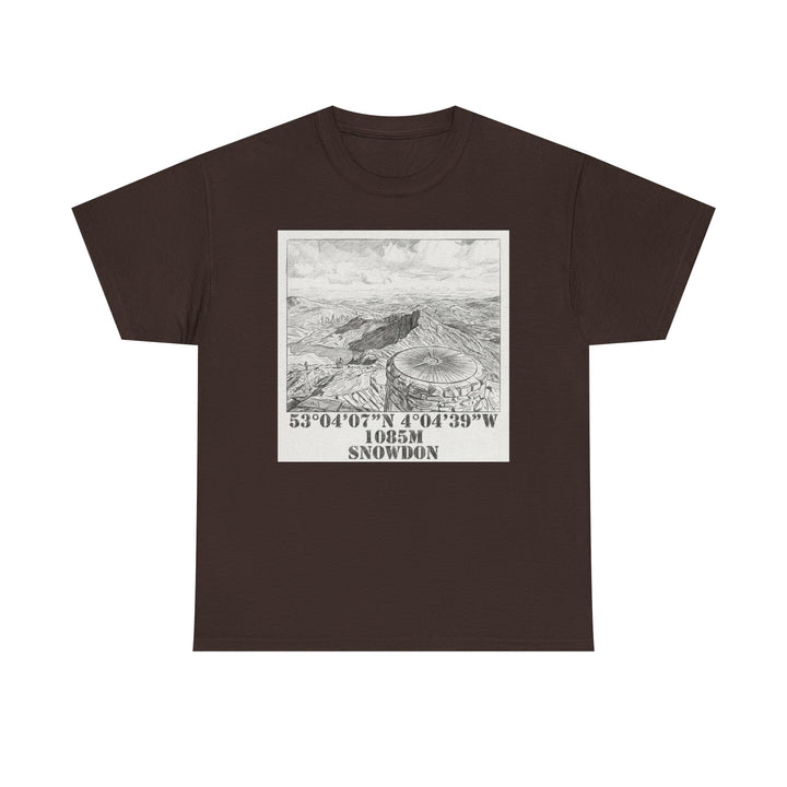 Snowdon Mountain Tee — Vintage Map Illustration with Coordinates