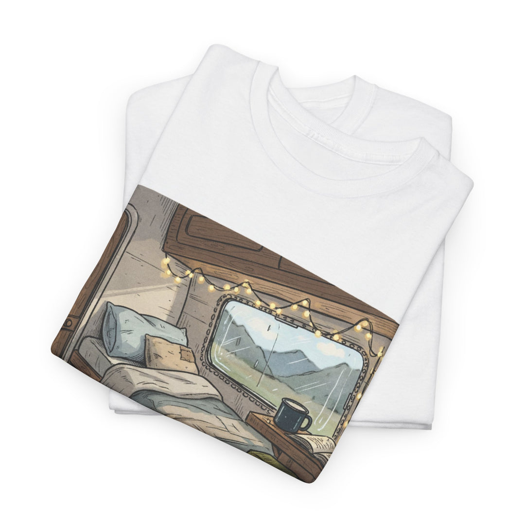 Retro Van Life Interior Graphic T-Shirt - Cozy Camper Van Aesthetic Tee