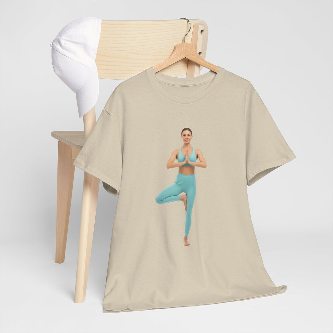 Yoga Pose Tee – soft, breathable cotton featuring a stylish yoga pose design. Perfect for yoga practice, meditation, or casual mindful lifestyle wear.