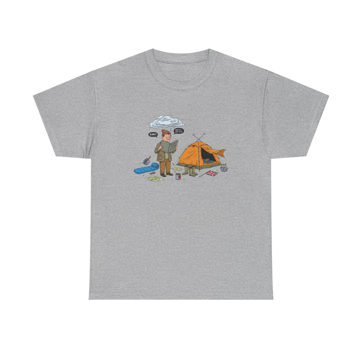 Retro Mountain Camping Graphic T-Shirt — Vintage Campfire Adventure Tee