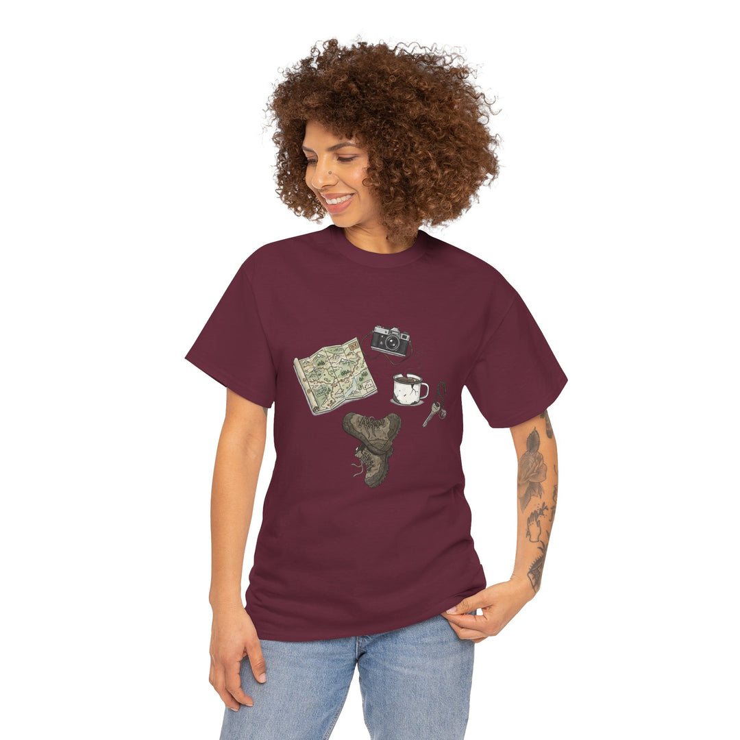 Retro Mountain Camping Gear Graphic T-Shirt - Outdoor Adventure Tee