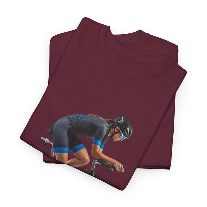 Spin Indoor Trainer T‑Shirt – lightweight, breathable cotton designed for indoor cycling. Comfortable, durable, and perfect for spin workouts and training.