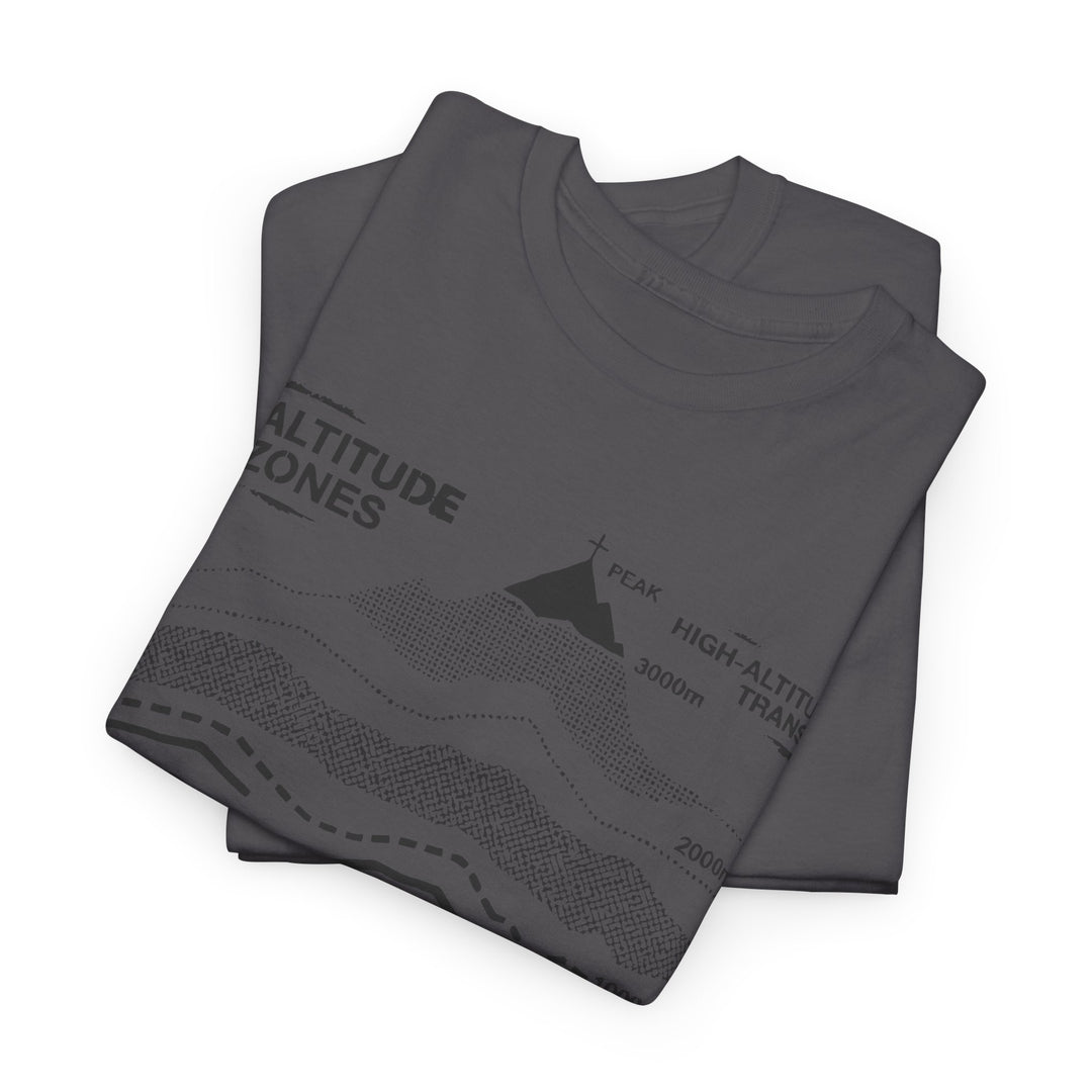Retro Mountain Altitude Graphic T-Shirt — Vintage Topographic Hiking Tee