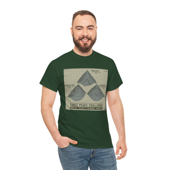 Three Peaks Challenge Graphic T-Shirt — Retro UK Mountain Summit Tee