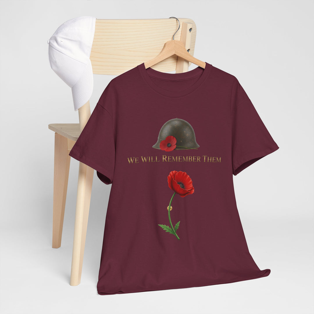 Poppy &amp; Helmet T-Shirt — Remembrance Floral Military Tribute Tee