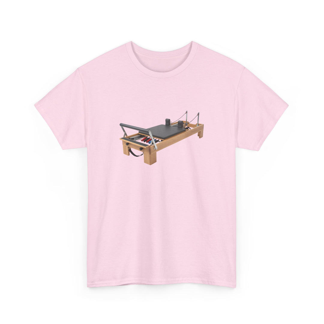 Pilates Reformer Tee – soft, breathable cotton designed for Pilates sessions. Comfortable, flexible, and perfect for reformer workouts or casual wear.