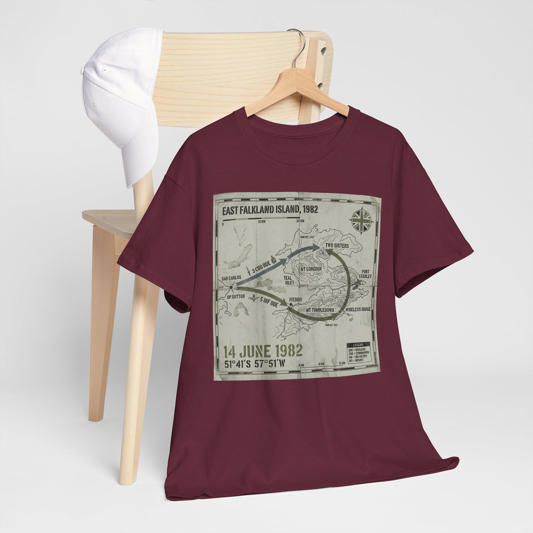 East Falkland 1982 Map T-Shirt — Port Stanley Victory Graphic