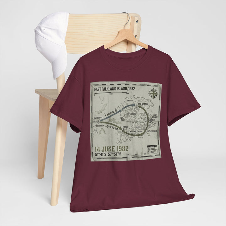 East Falkland 1982 Map T-Shirt — Port Stanley Victory Graphic