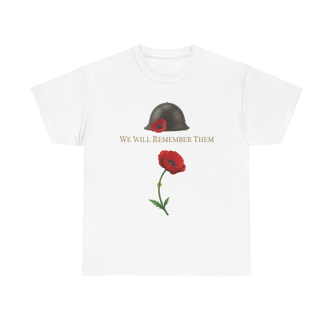Poppy &amp; Helmet T-Shirt — Remembrance Floral Military Tribute Tee